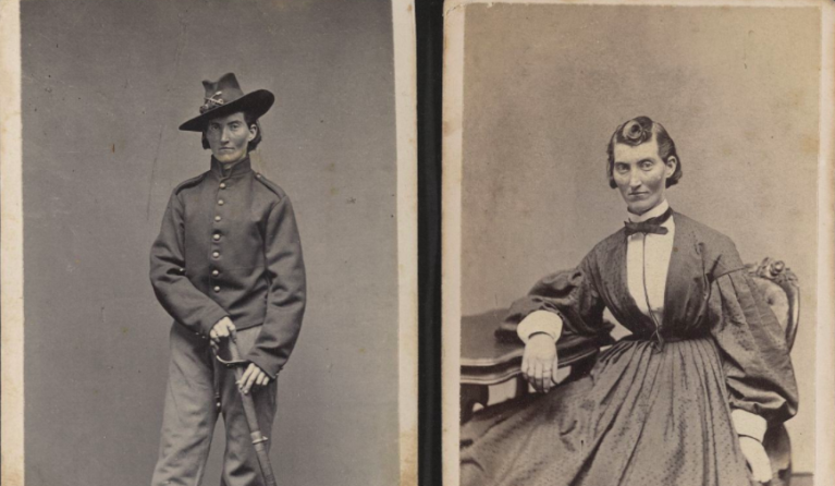 Frances Clayton in uniform en in jurk