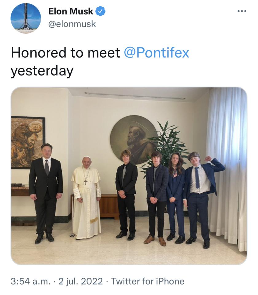 Musk bij paus Twitter