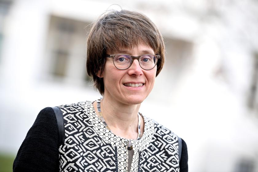 The new appointed Secretary General of the German Bishops Conference, Beate Gilles, poses in Bonn, Germany, 23 February 2021. For the first time a woman was elected at the spring plenary meeting of the bishops to succeed Hans Langendoerfer, who retired after 24 years. The 50-year-old theologian was previously head of department for children, youth and family in the diocese of Limburg. EPA/SASCHA STEINBACH Beate Gilles, DBK