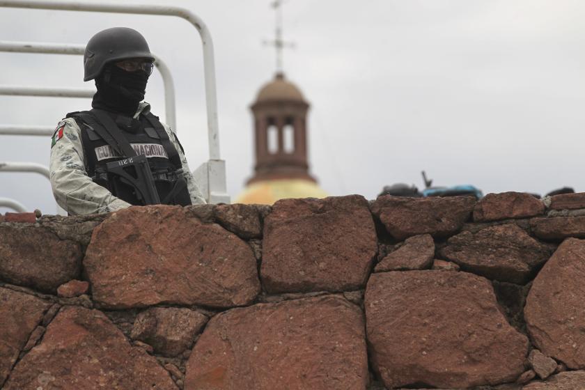 Members of the National Guard (GN) watch over the area where two Jesuit priests and a tourist guide were murdered on Monday in the town of Cerocahui, municipality of Urique, state of Chihuahua, Mexico, 24 June 2022. The search for Jose Noriel 'El Chueco' Portillo, allegedly responsible for the murder of two Jesuit priests and a tour guide last Monday in the town of Cerocahui, continues in the northern state of Chuihuahua. EPA/Luis Torres Members of the National Guard (GN) watch over the area where two Jesuit priests and a tourist guide were murdered on Monday in the town of Cerocahui, municipality of Urique, state of Chihuahua, Mexico, 24 June 2022. The search for Jose Noriel 'El Chueco' Portillo, allegedly responsible for the murder of two Jesuit priests and a tour guide last Monday in the town of Cerocahui, continues in the northern state of Chuihuahua. EPA/Luis Torres