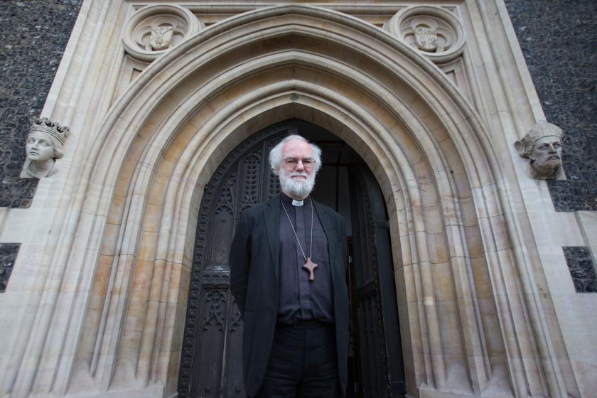 Former Archbishop of Canterbury, Rowan Williams, poses for a photograph after adressing the media, in front of Croydon Minster in Croydon, south London, on October 17, 2016, following the arrival of a group of unaccompanied children who have arrived in the UK, from the "Jungle" camp in Calais, north-east France. On October 15, the Calais prefecture confirmed that around two dozen unaccompanied minors were bound for a new life in Britain, where they had family members, although it added that there was no "no deal for a larger-scale plan" evacuation of children. The children have been living in squalid conditions in the Calais encampment where charities estimate up to 10,000 migrants from Africa, the Middle East and Asia have settled in the hope of reaching Britain. Daniel LEAL / AFP Former Archbishop of Canterbury, Rowan Williams, poses for a photograph after adressing the media, in front of Croydon Minster in Croydon, south London, on October 17, 2016, following the arrival of a group of unaccompanied children who have arrived in the UK, from the "Jungle" camp in Calais, north-east France. On October 15, the Calais prefecture confirmed that around two dozen unaccompanied minors were bound for a new life in Britain, where they had family members, although it added that there was no "no