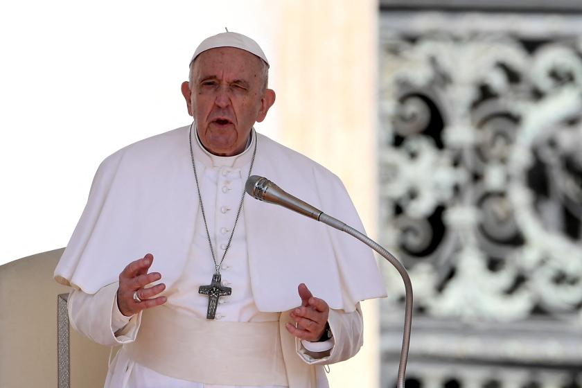 Pope Francis leads his weekly general audience in St. Peter's Square at the Vatican on June 1, 2022. Filippo MONTEFORTE / AFP Pope Francis leads his weekly general audience in St. Peter's Square at the Vatican on June 1, 2022.