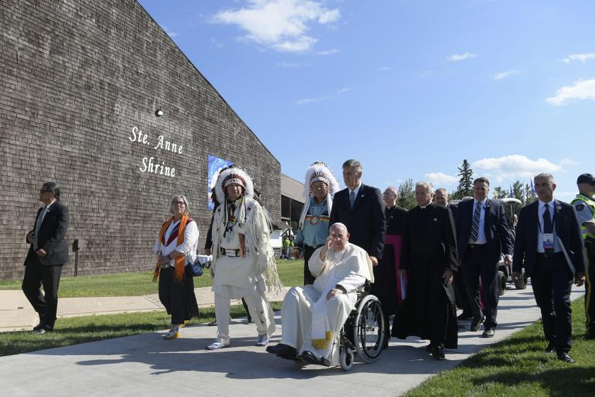 Pope Francis participates in the Lac Ste. Anne Pilgrimage and Liturgy of the Word at Lac Ste. Anne, northwest of Edmonton, Alberta, Canada, July 26, 2022. Vincenzo PINTO / AFP