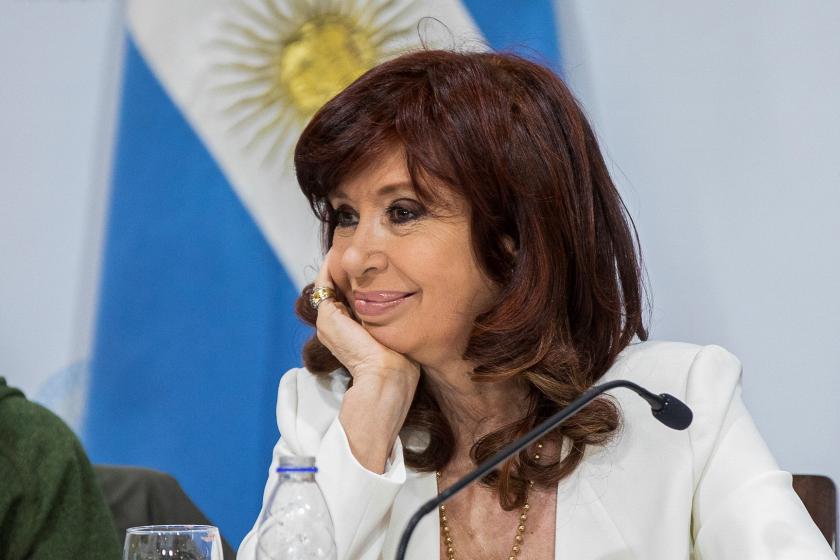 This handout photo released by Cristina Fernandez de Kirchner's Press Office shows Argentina's Vice President Cristina Fernandez de Kirchner (R) during a meeting with representatives of the Catholic Church who work in poor neighbourhoods, on September 15, 2022, at the National Congress, in Buenos Aires, during her first public appearance after an attempted murder against her on September 1 at the door of her house. Argentina's Vice-President Cristina Kirchner on Thursday evoked the solidarity of her compatr