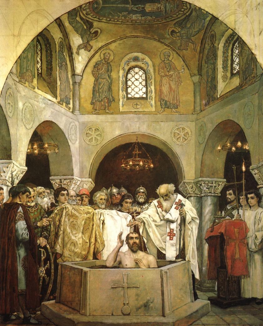 ‘De doop van de heilige prins Vladimir’, geschilderd in 1890 door Viktor Vasnetsov ‘De doop van de heilige prins Vladimir’, geschilderd in 1890 door Viktor Vasnetsov
