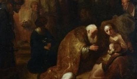 Detail ‘Aanbidding der wijzen’, toegeschreven aan Rembrandt. Rembrandt