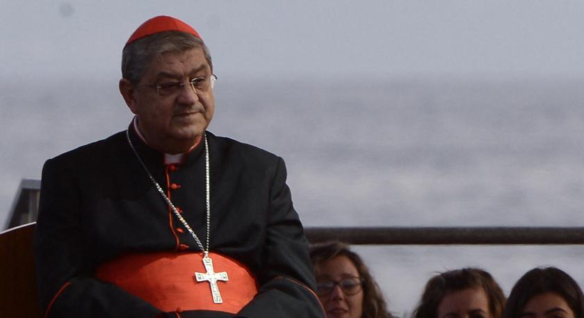 Cardinal Crescenzio Sepe, archbishop of Naples, a meeting with youth and families as part of a papal visit on March 21, 2015; AFP