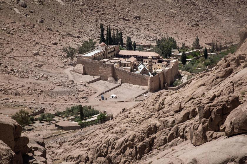 A picture taken on April 16, 2017 shows a general view of the Monastery of Saint Catherine in Egypt's south Sinai, where a policeman was killed and three others wounded on April 18, 2017 when gunmen opened fire on a checkpoint near the monastery, the interior ministry said, in an attack claimed by Islamic State jihadists. Security forces returned fire, wounding some of the attackers and "forcing them to flee", it said. Pedro Costa Gomes / AFP A picture taken on April 16, 2017 shows a general view of the Monastery of Saint Catherine in Egypt's south Sinai, where a policeman was killed and three others wounded on April 18, 2017 when gunmen opened fire on a checkpoint near the monastery, the interior ministry said, in an attack claimed by Islamic State jihadists. Security forces returned fire, wounding some of the attackers and "forcing them to flee", it said. Pedro Costa Gomes / AFP