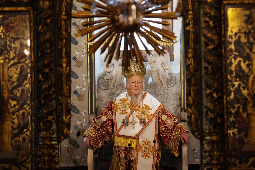 Ecumenical Patriarch of Constantinople Bartholomew I leads a service at the Patriarchal Church of St George in Istanbul, on March 13, 2022. Yasin AKGUL / AFP Ecumenical Patriarch of Constantinople Bartholomew I leads a service at the Patriarchal Church of St George in Istanbul, on March 13, 2022. Yasin AKGUL / AFP