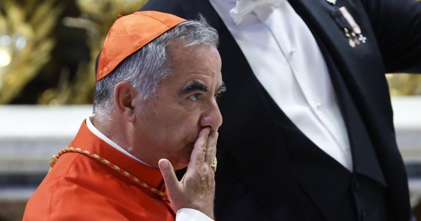 Cardinal Angelo Becciu attends during a consistory ceremony in the Saint Peter's basilica at the Vatican, 27 August 2022. The pontiff creates 20 new cardinals at his eighth Consistory who vote shortly afterwards on the causes for canonization of two Blesseds. EPA/FABIO FRUSTACI