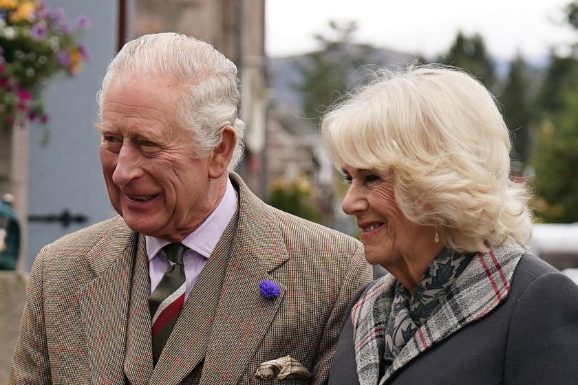 Britain's King Charles III (L) and Britain's Camilla, Queen Consort (R) arrive at a reception to thank the community of Aberdeenshire for their organisation and support following the death of Queen Elizabeth II at Station Square, the Victoria & Albert Halls, in Ballater, on October 11, 2022. Andrew Milligan / POOL / AFP