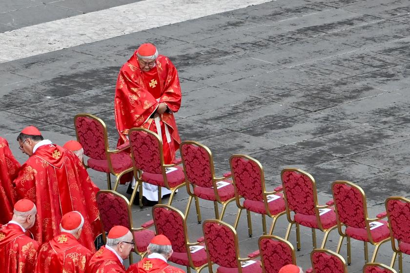 This photo taken on January 5, 2023 shows Hong Kong Cardinal Joseph Zen arriving during the funeral mass of Pope Emeritus Benedict XVI at St. Peter's square in the Vatican. Alberto PIZZOLI / AFP