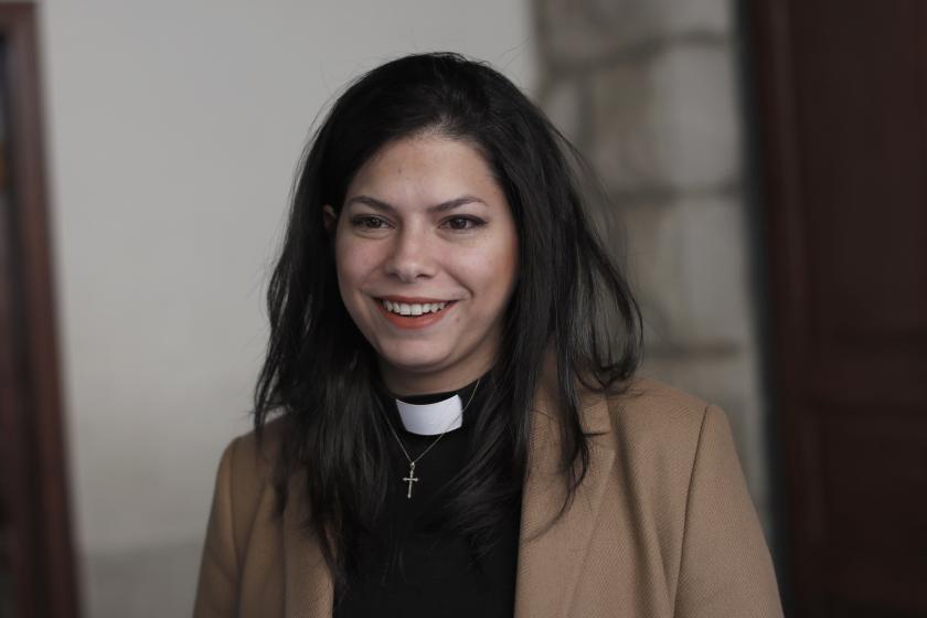 First Palestinian female lutheran pastor Sally Azar prepares to her first holy mass at the Lutheran church in the West Bank town of Beit Sahour, near Bethlehem, 29 January 2023. Sally Azar, was ordainted on 22 January 2023, and became the first Palestinian female lutheran pastor at the Lutheran Church in the Holy Land with about three thousand followers in Jerusalem, the West Bank and Jordan. EPA/ATEF SAFADI First Palestinian female lutheran pastor Sally Azar prepares to her first holy mass at the Lutheran church in the West Bank town of Beit Sahour, near Bethlehem, 29 January 2023. Sally Azar, was ordainted on 22 January 2023, and became the first Palestinian female lutheran pastor at the Lutheran Church in the Holy Land with about three thousand followers in Jerusalem, the West Bank and Jordan. EPA/ATEF SAFADI