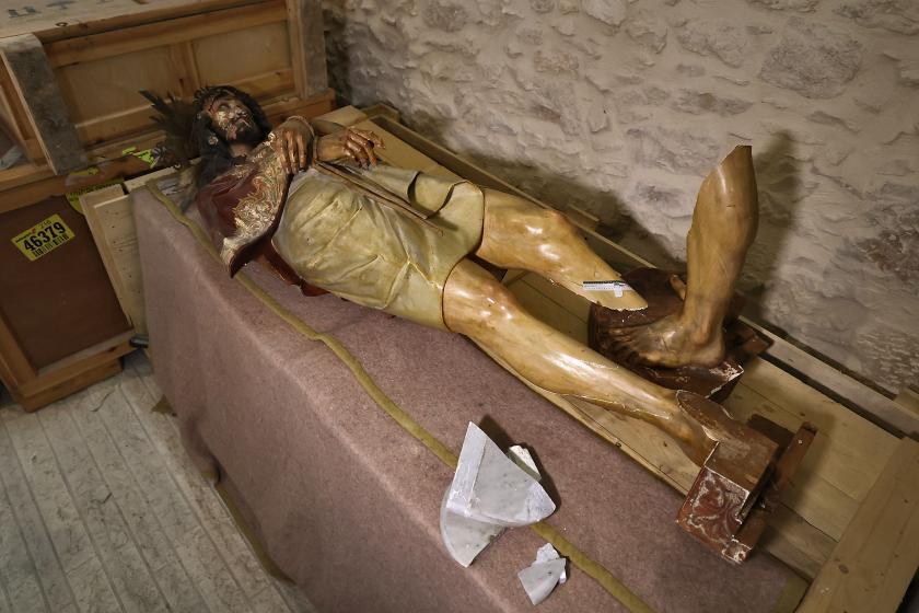 A picture shows a wooden statue of Jesus that was pulled down and damaged in the Church of the Condemnation, where Christians believe Jesus was flogged and sentenced to death, in Jerusalem's Old City on February 2, 2023. Israeli police said officers arrested an American man today over vandalising the church along a major pilgrimage route in Jerusalem's Old City. "The suspect arrested is an American tourist in his forties, who vandalised and broke a statue in the church," said a statement from the Israeli police, adding that the man's mental health was being assessed. A spokeswoman for the United States embassy in Jerusalem did not comment on the incident when contacted by AFP. A picture shows a wooden statue of Jesus that was pulled down and damaged in the Church of the Condemnation, where Christians believe Jesus was flogged and sentenced to death, in Jerusalem's Old City on February 2, 2023. Israeli police said officers arrested an American man today over vandalising the church along a major pilgrimage route in Jerusalem's Old City. "The suspect arrested is an American tourist in his forties, who vandalised and broke a statue in the church," said a statement from the Israeli po