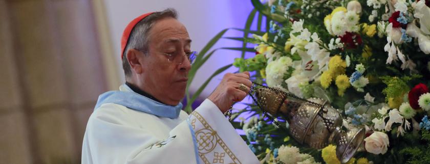 Cardinal Oscar Andres Rodriguez takes part in a ceremony marking the 276th anniversary of the discovery of the Virgin of Suyapa in Tegucigalpa, Honduras, 03 February 2023. Honduran Catholics commemorate the 276th anniversary of the discovery of the Virgin of Suyapa, the patron saint of Honduras. EPA/GUSTAVO AMADOR