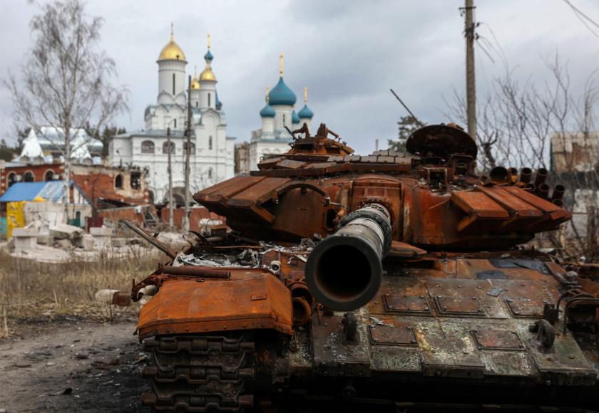 A destroyed Russian tank is photographed in the town of Svyatogirsk, Donetsk region on March 1, 2023, amid the Russian invasion of Ukraine. Anatolii Stepanov / AFP A destroyed Russian tank is photographed in the town of Svyatogirsk, Donetsk region on March 1, 2023, amid the Russian invasion of Ukraine. Anatolii Stepanov / AFP