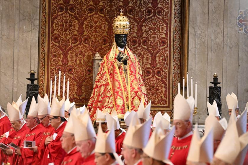 Bishops attend, under St Peters’ statue, Pope Francis’ mass for the Solemnity of Saints Peter and Paul at St Peter's Basilica in The Vatican on June 29, 2023. Vincenzo PINTO / AFP Bishops attend, under St Peters’ statue, Pope Francis’ mass for the Solemnity of Saints Peter and Paul at St Peter's Basilica in The Vatican on June 29, 2023. Vincenzo PINTO / AFP