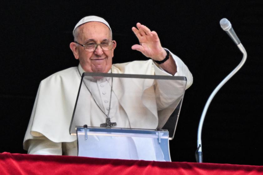 Pope Francis waves from the window of the apostolic palace overlooking St. Peter's square during the weekly Angelus prayer on July 30, 2023 in The Vatican. Vincenzo PINTO / AFP Pope Francis waves from the window of the apostolic palace overlooking St. Peter's square during the weekly Angelus prayer on July 30, 2023 in The Vatican. Vincenzo PINTO / AFP