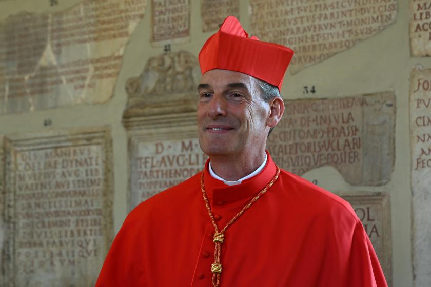 Newly elevated cardinal, French bishop of Corsica, Francois-Xavier Bustillo, attends a courtesy visit of relatives following a consistory for the creation of 21 new cardinals in The Vatican on September 30, 2023. Pope Francis elevates 21 clergymen from all corners of the world to the rank of cardinal -- most of whom may one day cast ballots to elect his successor. Filippo MONTEFORTE / AFP Newly elevated cardinal, French bishop of Corsica, Francois-Xavier Bustillo, attends a courtesy visit of relatives following a consistory for the creation of 21 new cardinals in The Vatican on September 30, 2023. Pope Francis elevates 21 clergymen from all corners of the world to the rank of cardinal -- most of whom may one day cast ballots to elect his successor. Filippo MONTEFORTE / AFP