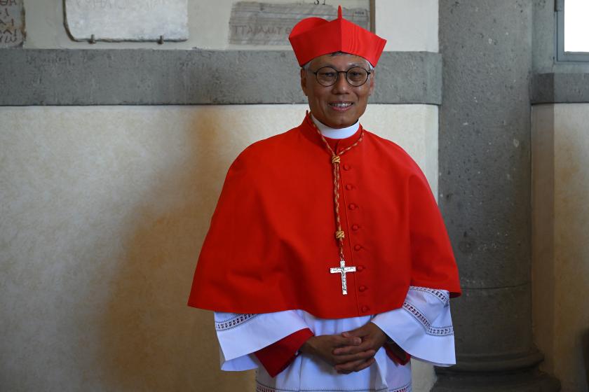 Newly elevated cardinal, Chinese bishop of Hong-Kong Stephen Chow Sau-Yan, attends a courtesy visit of relatives following a consistory for the creation of 21 new cardinals in The Vatican on September 30, 2023. Pope Francis elevates 21 clergymen from all corners of the world to the rank of cardinal -- most of whom may one day cast ballots to elect his successor. Filippo MONTEFORTE / AFP Newly elevated cardinal, Chinese bishop of Hong-Kong Stephen Chow Sau-Yan, attends a courtesy visit of relatives following a consistory for the creation of 21 new cardinals in The Vatican on September 30, 2023. Pope Francis elevates 21 clergymen from all corners of the world to the rank of cardinal -- most of whom may one day cast ballots to elect his successor. Filippo MONTEFORTE / AFP