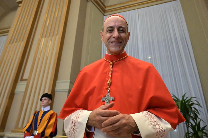 Newly elevated cardinal, Argentinian prelate Victor Manuel Fernandez, attends a courtesy visit of relatives following a consistory for the creation of 21 new cardinals in The Vatican on September 30, 2023. Pope Francis elevates 21 clergymen from all corners of the world to the rank of cardinal -- most of whom may one day cast ballots to elect his successor. Tiziana FABI / AFP Newly elevated cardinal, Argentinian prelate Victor Manuel Fernandez, attends a courtesy visit of relatives following a consistory for the creation of 21 new cardinals in The Vatican on September 30, 2023. Pope Francis elevates 21 clergymen from all corners of the world to the rank of cardinal -- most of whom may one day cast ballots to elect his successor. Tiziana FABI / AFP