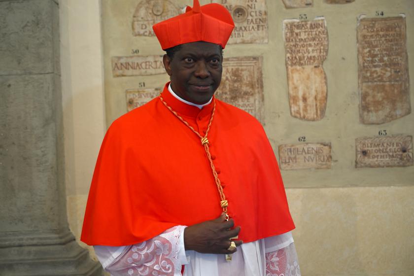 Newly elevated cardinal, archbishop from Tanzania Potrase Rugambwaa, attends a courtesy visit of relatives following a consistory for the creation of 21 new cardinals in The Vatican on September 30, 2023. Pope Francis elevates 21 clergymen from all corners of the world to the rank of cardinal -- most of whom may one day cast ballots to elect his successor. Filippo MONTEFORTE / AFP Newly elevated cardinal, archbishop from Tanzania Potrase Rugambwaa, attends a courtesy visit of relatives following a consistory for the creation of 21 new cardinals in The Vatican on September 30, 2023. Pope Francis elevates 21 clergymen from all corners of the world to the rank of cardinal -- most of whom may one day cast ballots to elect his successor. Filippo MONTEFORTE / AFP