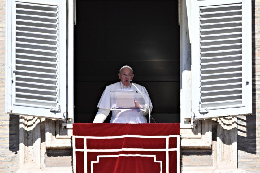 Pope Francis delivers his speech from the window of the Apostolic Palace overlooking St. Peter's Square during the weekly Angelus prayer, in the Vatican on October 13, 2024. Andreas SOLARO / AFP Pope Francis delivers his speech from the window of the Apostolic Palace overlooking St. Peter's Square during the weekly Angelus prayer, in the Vatican on October 13, 2024. Andreas SOLARO / AFP