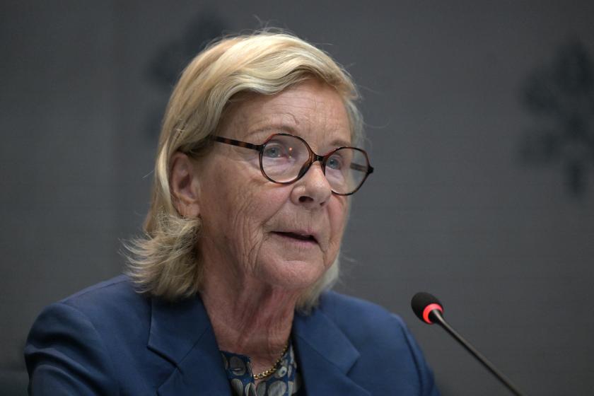 Maud de Boer-Buquicchio (voormalig speciale VN-rapporteur over kinderhandel, kinderprostitutie en kinderpornografie) tijdens de presentatie van het jaarrapport in de Perszaal van de Heilige Stoel in Rome op 29 oktober 2024. Maud de Boer-Buquicchio (voormalig speciale VN-rapporteur over kinderhandel, kinderprostitutie en kinderpornografie) tijdens de presentatie van het jaarrapport in de Perszaal van de Heilige Stoel in Rome op 29 oktober 2024.