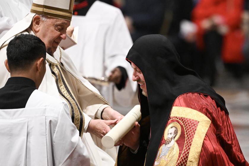 Pope Francis appoints Ukrainian cardinal Mykola Bychok during an Ordinary Public Consistory for the creation of new cardinals, at St Peter's Basilica in the Vatican, on December 7, 2024. On December 7, Pope Francis will create 21 new cardinals from five continents, including bishops from Algiers, Tehran, Tokyo and Abidjan, many of whom may one day help choose his successor. In the tenth such consistory since he became pope in 2013, Francis, 87, is seeking again to shape the upper echelons of the Catholic Church in his image, and consolidate his legacy as the leader of a more inclusive and global institution. Pope Francis appoints Ukrainian cardinal Mykola Bychok during an Ordinary Public Consistory for the creation of new cardinals, at St Peter's Basilica in the Vatican, on December 7, 2024. On December 7, Pope Francis will create 21 new cardinals from five continents, including bishops from Algiers, Tehran, Tokyo and Abidjan, many of whom may one day help choose his successor. In the tenth such consistory since he became pope in 2013, Francis, 87, is seeking again to shape the upper echelons of the Catholic Ch