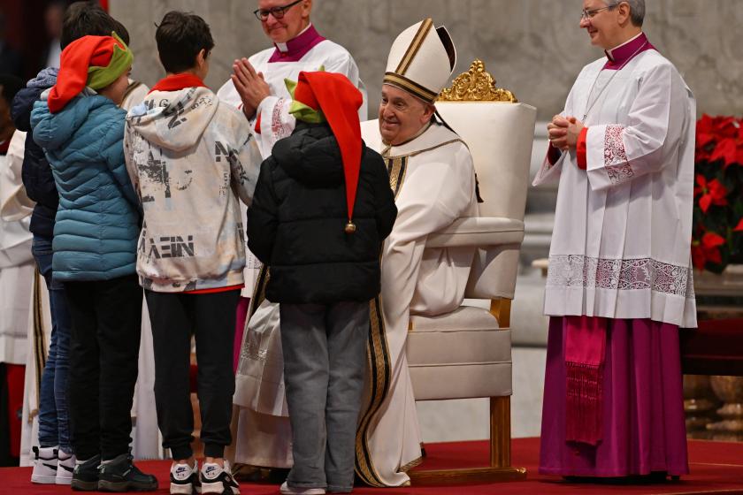 Pope Francis (2nd R) greets children as he celebrates the Holy mass of the Epiphany in St Peter's Basilica at the Vatican on January 6, 2025. Andreas SOLARO / AFP Pope Francis (2nd R) greets children as he celebrates the Holy mass of the Epiphany in St Peter's Basilica at the Vatican on January 6, 2025. Andreas SOLARO / AFP