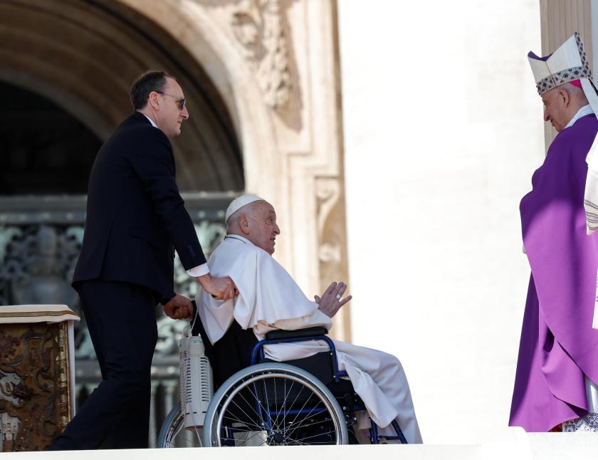 Pope Francis attends the Mass for the Jubilee of the Sick and Health Care Workers in Saint Peter's Square at Vatican City, 06 April 2025. EPA/GIUSEPPE LAMI Pope Francis attends the Mass for the Jubilee of the Sick and Health Care Workers in Saint Peter's Square at Vatican City, 06 April 2025. EPA/GIUSEPPE LAMI