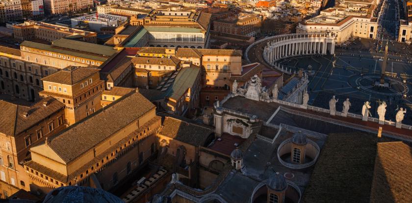 A general view taken from the cupola of St Peter's basilica shows the roof of the Sistine chapel (bottom left), St Peter's square (R) and Via della Conciliazione, in The Vatican on March 6, 2025. Pope Francis died on April 21, 2025 aged 88, a day after making a much hoped-for appearance at Saint Peter's Square on Easter Sunday, the Vatican said in a statement. Dimitar DILKOFF / AFP A general view taken from the cupola of St Peter's basilica shows the roof of the Sistine chapel (bottom left), St Peter's square (R) and Via della Conciliazione, in The Vatican on March 6, 2025. Pope Francis died on April 21, 2025 aged 88, a day after making a much hoped-for appearance at Saint Peter's Square on Easter Sunday, the Vatican said in a statement. Dimitar DILKOFF / AFP