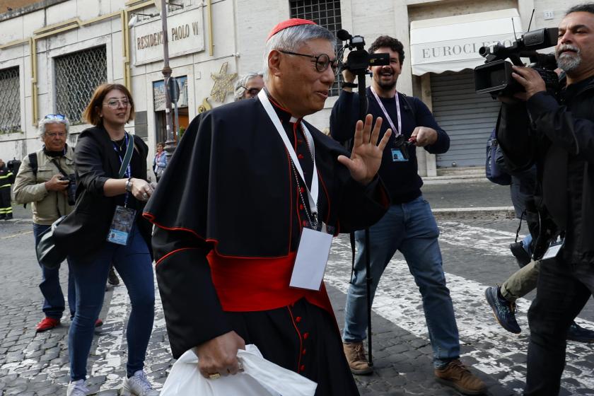 Cardinal Stephen Chow Sau-yan arrives at the Vatican for the fifth meeting of the Congregation of Cardinals, Vatican City, 28 April 2025.