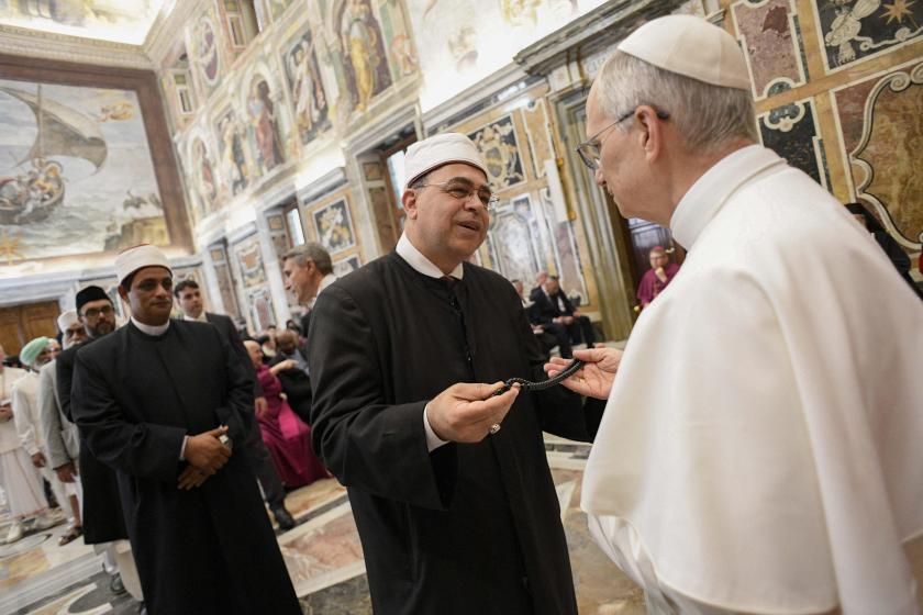 This photo taken and handout on May 19, 2025 by The Vatican Media shows Pope Leo XIV during an meeting with a ecumenical and inter-religious delegation in The Vatican. Handout / VATICAN MEDIA / AFP This photo taken and handout on May 19, 2025 by The Vatican Media shows Pope Leo XIV during an meeting with a ecumenical and inter-religious delegation in The Vatican. Handout / VATICAN MEDIA / AFP