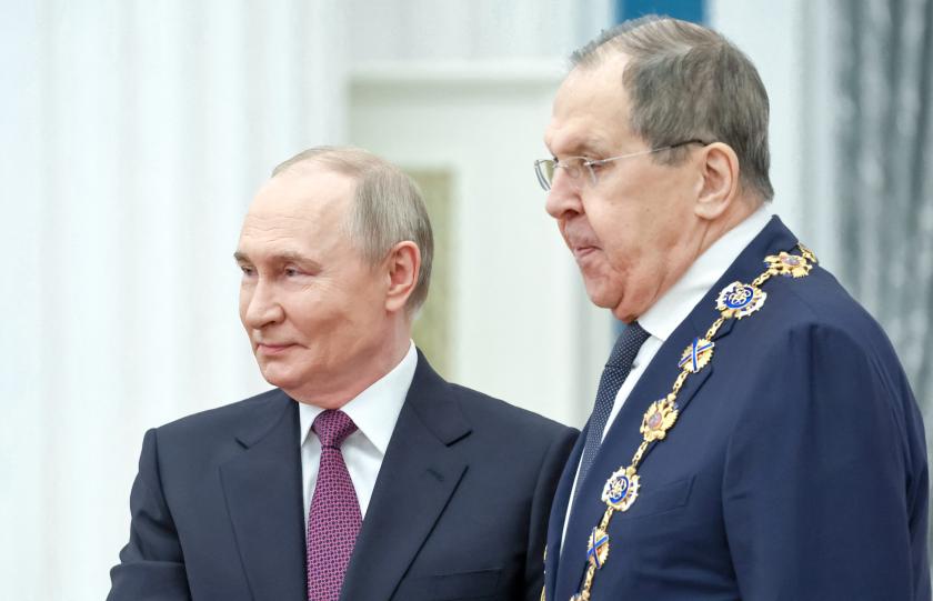 Russia's President Vladimir Putin decorates Foreign Minister Sergei Lavrov with the Order of Saint Andrew the Apostle the First-Called during a state awards ceremony at the Kremlin in Moscow on May 22, 2025. Alexander KAZAKOV / POOL / AFP Russia's President Vladimir Putin decorates Foreign Minister Sergei Lavrov with the Order of Saint Andrew the Apostle the First-Called during a state awards ceremony at the Kremlin in Moscow on May 22, 2025. Alexander KAZAKOV / POOL / AFP