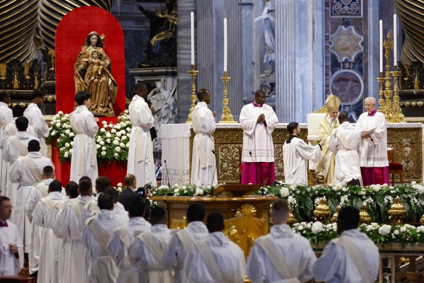 Pope Leo XIV leads a mass with Priestly Ordinations inside the St. Peter's Basilica in the Vatican, 27 June 2025. EPA/FABIO FRUSTACI Pope Leo XIV leads a mass with Priestly Ordinations inside the St. Peter's Basilica in the Vatican, 27 June 2025. EPA/FABIO FRUSTACI