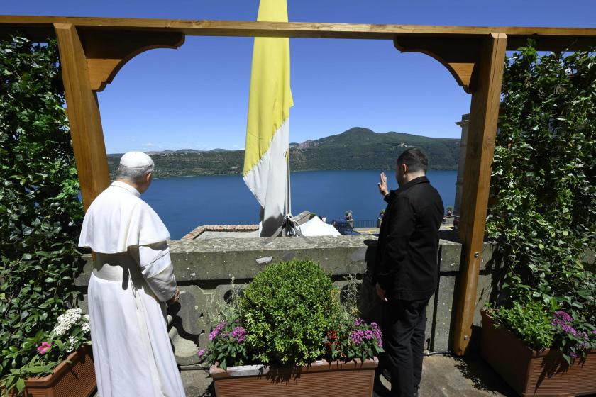 A handout photo made available by the Vatican Media shows Pope Leo XIV meeting Ukraine's President Volodymyr Zelensky (R) at the papal residence of Castel Gandolfo, Italy, 09 July 2025. EPA/VATICAN MEDIA A handout photo made available by the Vatican Media shows Pope Leo XIV meeting Ukraine's President Volodymyr Zelensky (R) at the papal residence of Castel Gandolfo, Italy, 09 July 2025. EPA/VATICAN MEDIA