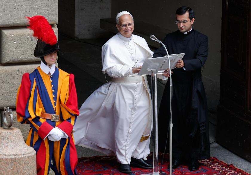 Pope Leo XIV leads the Angelus prayer at the summer residence in Castel Gandolfo near Rome, Italy, 13 July 2025. EPA/ANSA / GIUSEPPE LAMI