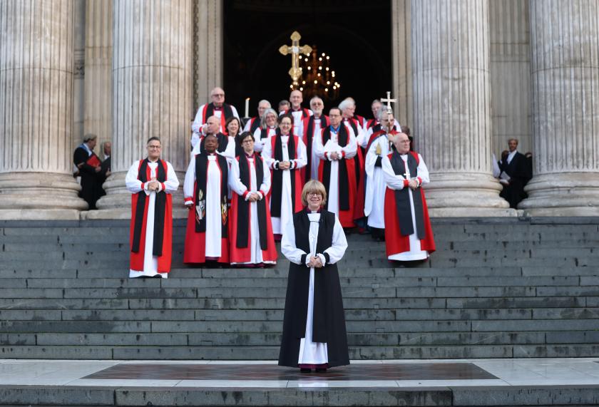 Sarah Mullally (C) departs after a ceremony to become the 106th and first female Archbishop of Canterbury at St Paul’s Cathedral in London, Britain, 28 January 2026. The archbishop of Canterbury is the senior bishop, leader of the Church of England and ceremonial head of the worldwide Anglican Communion. EPA/NEIL HALL