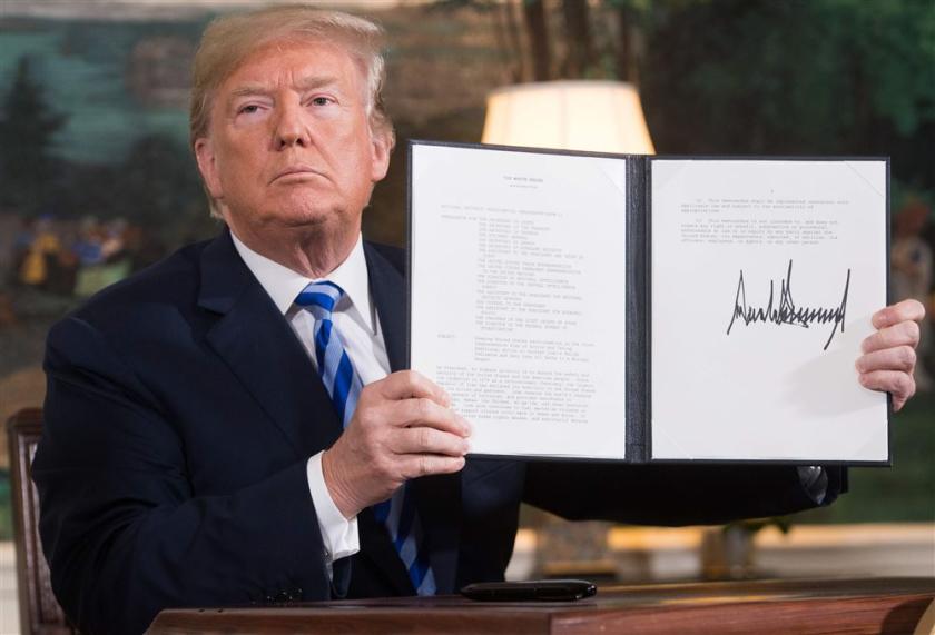President Trump tekent de terugtrekking van Amerika uit de Iran-deal, 8 mei 2018