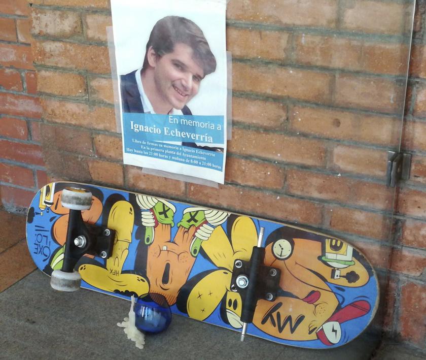 View of a skateboard and a candle, a tribute to Ignacio Echeverria, in the village he use to study, in As Pontes, Galicia, Madrid, Spain, 10 June 2017. Ignacio Echeverria, was one of the victims who died in the terror attacks on London Bridge and Borough Market, in London, Britain 03 June 2017. Eight members of the public were killed and dozens injured after three attackers on late 03 June ploughed a van into pedestrians and later randomly stabbed people on London Bridge and nearby Borough Market. The three attackers wearing fake suicide vests were shot dead by police. EPA/KIKO DELGADO View of a skateboard and a candle, a tribute to Ignacio Echeverria, in the village he use to study, in As Pontes, Galicia, Madrid, Spain, 10 June 2017. Ignacio Echeverria, was one of the victims who died in the terror attacks on London Bridge and Borough Market, in London, Britain 03 June 2017. Eight members of the public were killed and dozens injured after three attackers on late 03 June ploughed a van into pedestrians and later randomly stabbed people on London Bridge and nearby Borough Market. The three