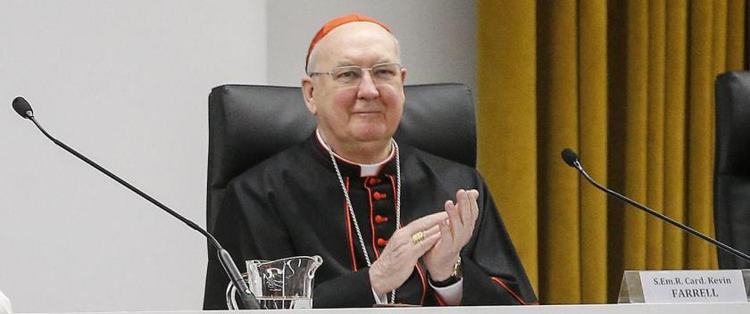 Cardinal Kevin Joseph Farrell (R) during a pre-synodal meeting with young people at Collegio Maria Mater Ecclesiae, in Rome, Italy, 19 March 2018. The pre-synodal meeting is running from 19-24 March 2018. EPA/FABIO FRUSTACI