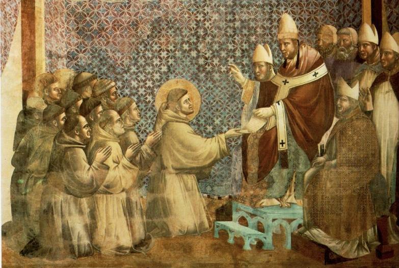 Detail van ‘Bekrachtiging van de Regel’ uit de reeks ‘Legende van Sint-Franciscus’ door Giotto di Bondone (1295), Assisi. Detail van ‘Bekrachtiging van de Regel’ uit de reeks ‘Legende van Sint-Franciscus’ door Giotto di Bondone (1295), Assisi.
