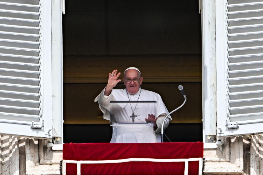 Pope Francis waves from the window of the Apostolic Palace during the weekly Angelus prayer in The Vaticanon on September 17, 2023. Andreas SOLARO / AFP Pope Francis waves from the window of the Apostolic Palace during the weekly Angelus prayer in The Vaticanon on September 17, 2023. Andreas SOLARO / AFP