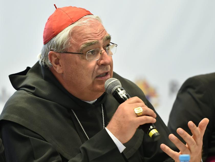 Panamanian cardinal Jose Luis Lacunza Maestrojuan speaks during the press conference with next organiser of WYD, at the Tauron Arena in Krakow, Poland, 31 July 2016. At the end of an outdoor Mass in Brzegi, pope Francis announced that Panama would host the next World Youth Day in 2019. EPA/MACIEJ KULCZYNSKI POLAND OUT