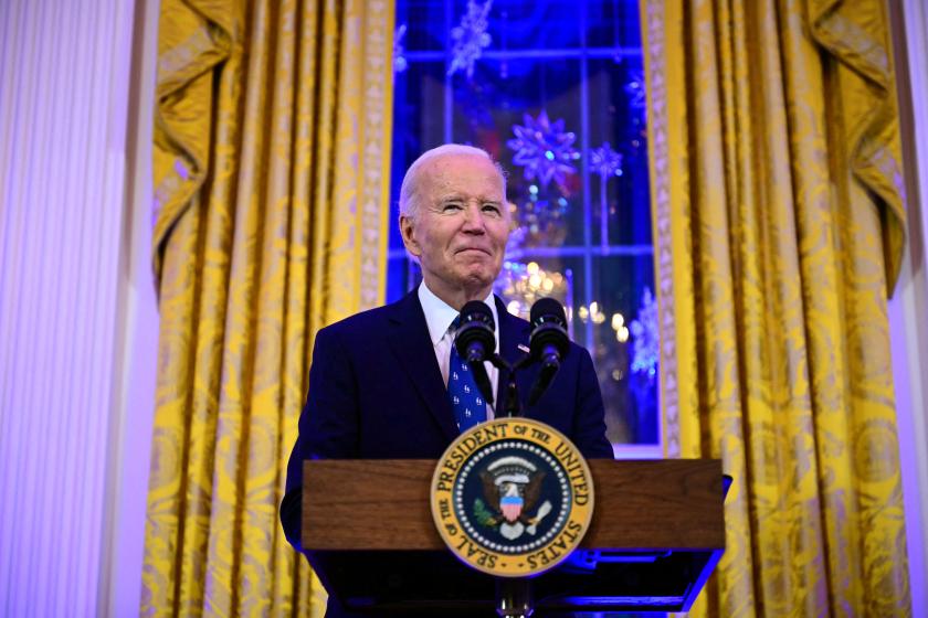 US President Joe Biden speaks during a Hanukkah holiday reception in the East Room of the White House on December 16, 2024, in Washington, DC. Jim WATSON / AFP US President Joe Biden speaks during a Hanukkah holiday reception in the East Room of the White House on December 16, 2024, in Washington, DC. Jim WATSON / AFP