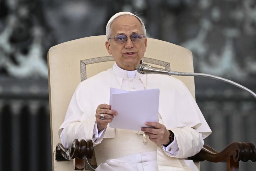 Pope Leo XIV addresses the crowd during his first weekly general audience at St Peter's Square in The Vatican on May 21, 2025. Filippo MONTEFORTE / AFP Pope Leo XIV addresses the crowd during his first weekly general audience at St Peter's Square in The Vatican on May 21, 2025. Filippo MONTEFORTE / AFP