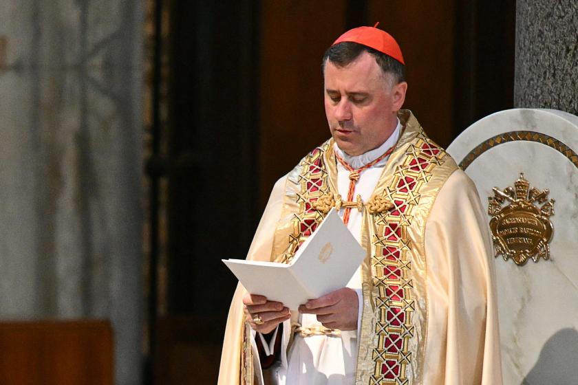 Lithuanian cardinal Rolandas Makrickas officiates during a celebration of the Second Vespers at the Santa Maria Maggiore Basilica, which hosts the tomb of late Pope Francis, on the first day of its opening to the public after the Pope's funeral, in Rome on April 27, 2025. Lithuanian cardinal Rolandas Makrickas officiates during a celebration of the Second Vespers at the Santa Maria Maggiore Basilica, which hosts the tomb of late Pope Francis, on the first day of its opening to the public after the Pope's funeral, in Rome on April 27, 2025.