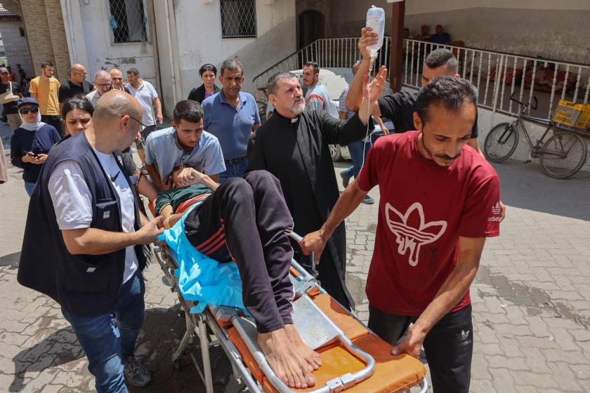 Palestinians who were injured in an Israeli strike on the Holy Family church receive treatment in Gaza City's Arab Ahli, also known as Baptist, hospital on July 17, 2025. The Latin Patriarchate of Jerusalem said an Israeli strike on Gaza's only Catholic church injured several people on July 17, including the parish priest, as well as causing damage to the building. Omar AL-QATTAA / AFP Palestinians who were injured in an Israeli strike on the Holy Family church receive treatment in Gaza City's Arab Ahli, also known as Baptist, hospital on July 17, 2025. The Latin Patriarchate of Jerusalem said an Israeli strike on Gaza's only Catholic church injured several people on July 17, including the parish priest, as well as causing damage to the building. Omar AL-QATTAA / AFP