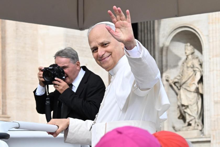 Pope Leo XIV greets the faithful during his weekly general audience in St. Peter's Square, Vatican City, 29 October 2025. EPA/MAURIZIO BRAMBATTI